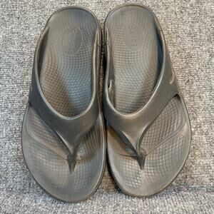 OOFOS Black Flip Flop Thong Sport Recovery Sandals Size EU 41 Mens 8 Womens 10
